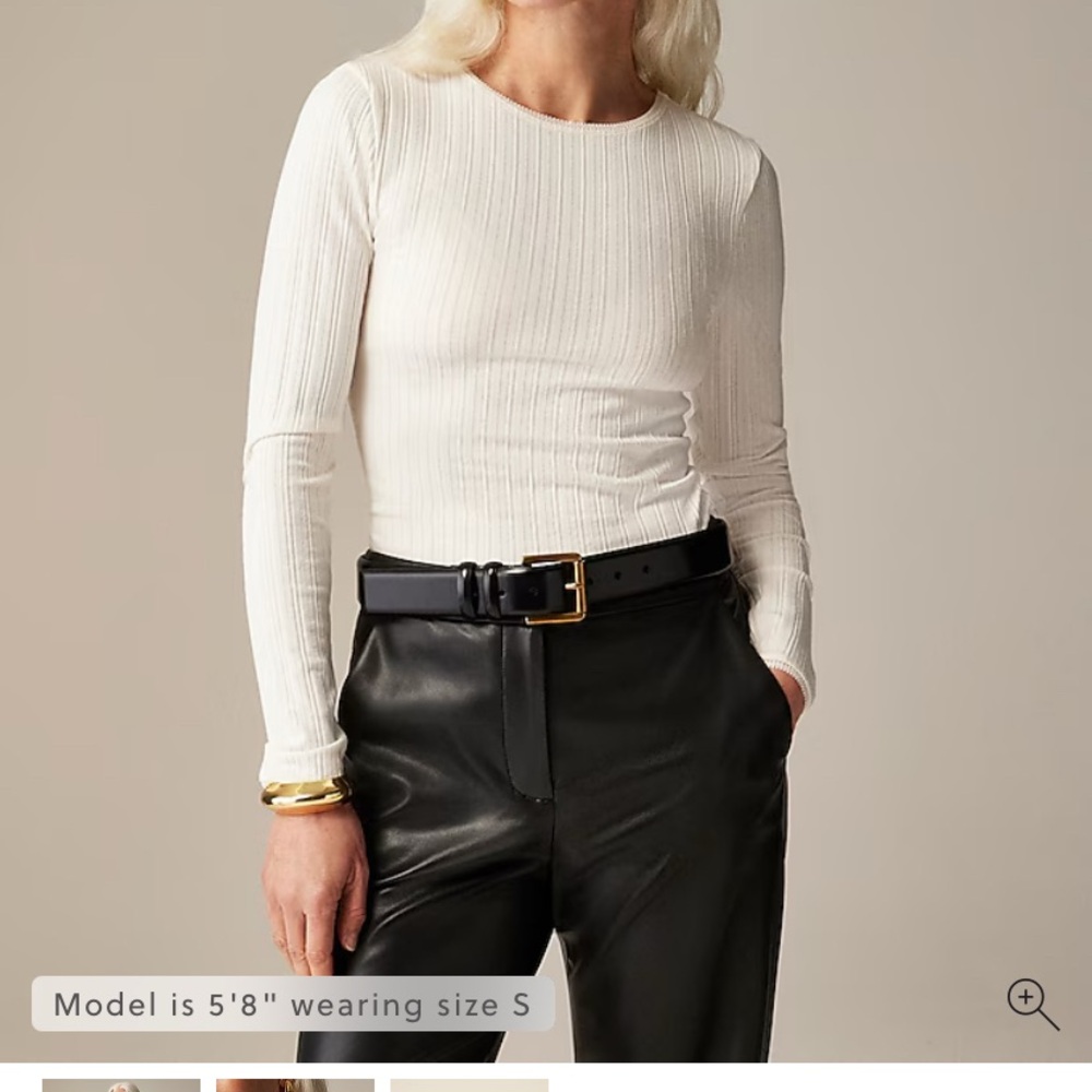 Women's Ivory Pointelle Long Sleeve Top